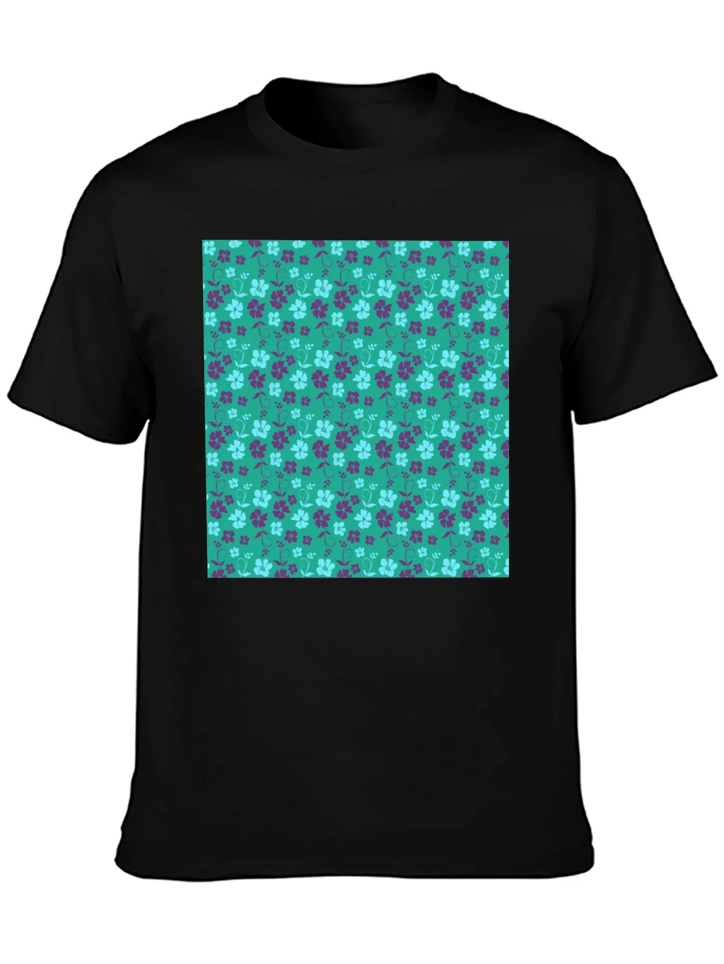 Floral Pattern Tee - Stylish Mens Black T-Shirt product image 2