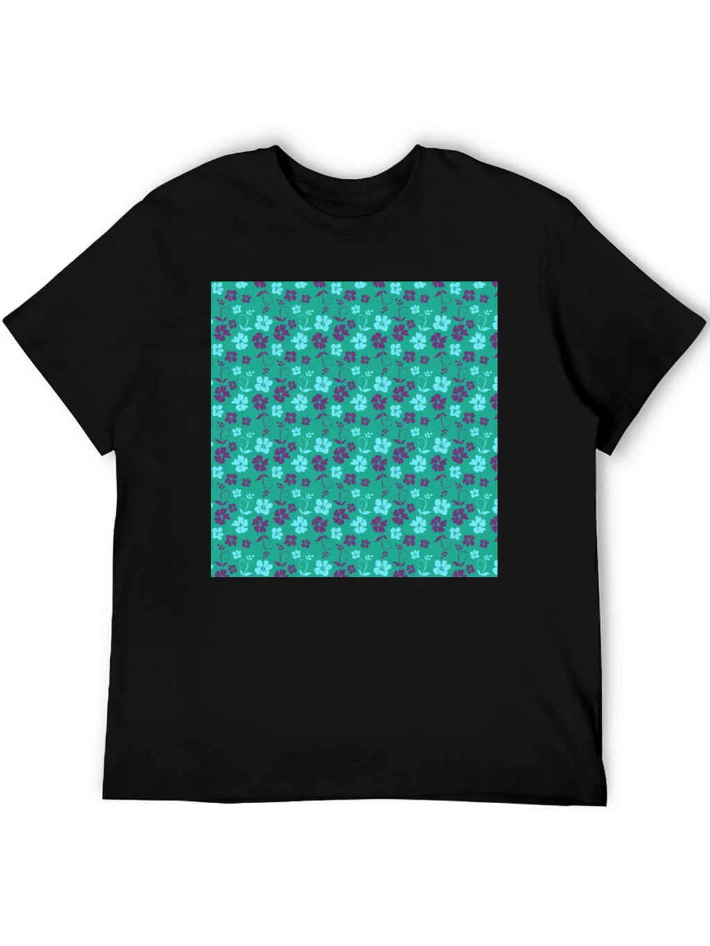 Floral Pattern Tee - Stylish Mens Black T-Shirt product image 3
