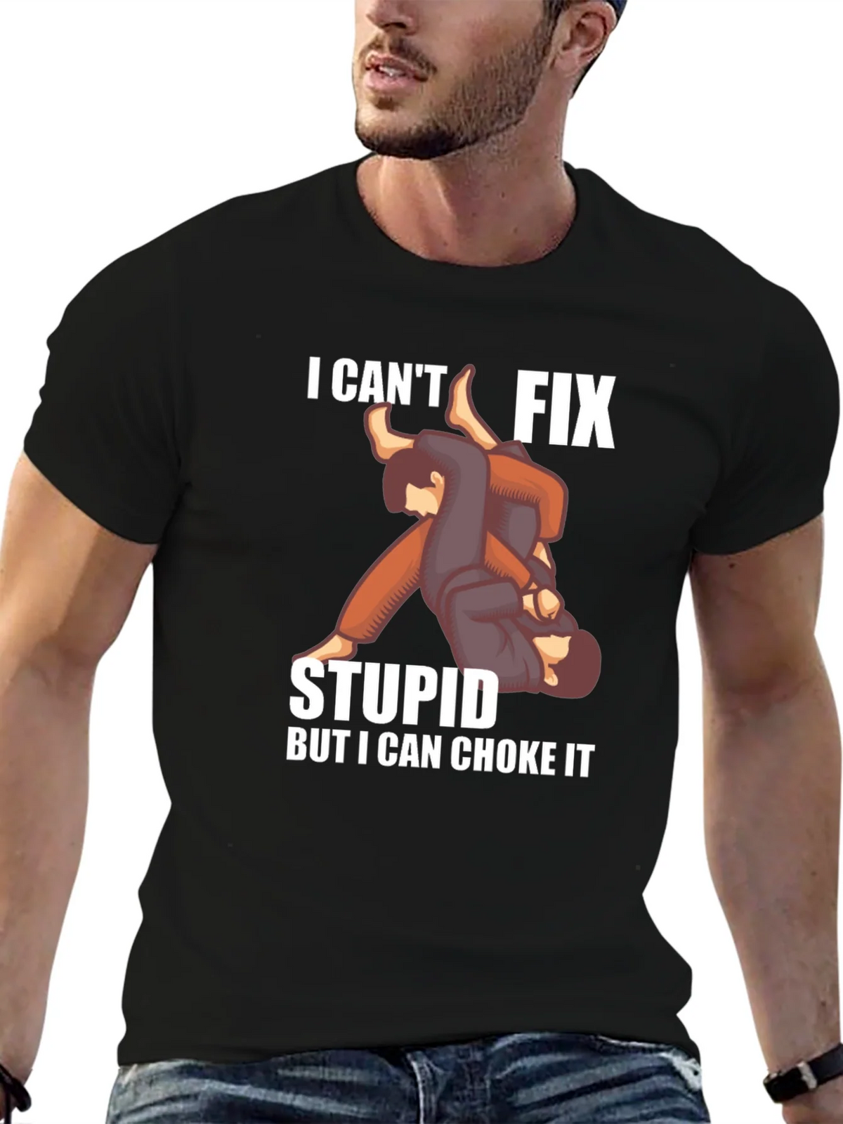 I Cant Fix Stupid Choke It Jiu Jitsu T-Shirt product image 6