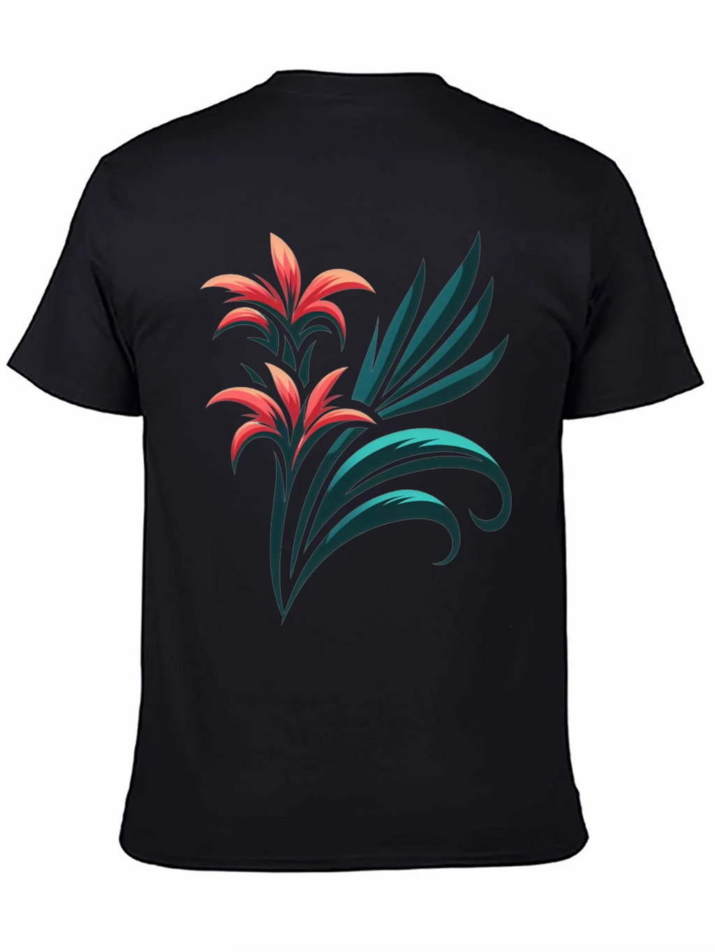 Stylish Black T-Shirt with Floral Graphic Print product image 2