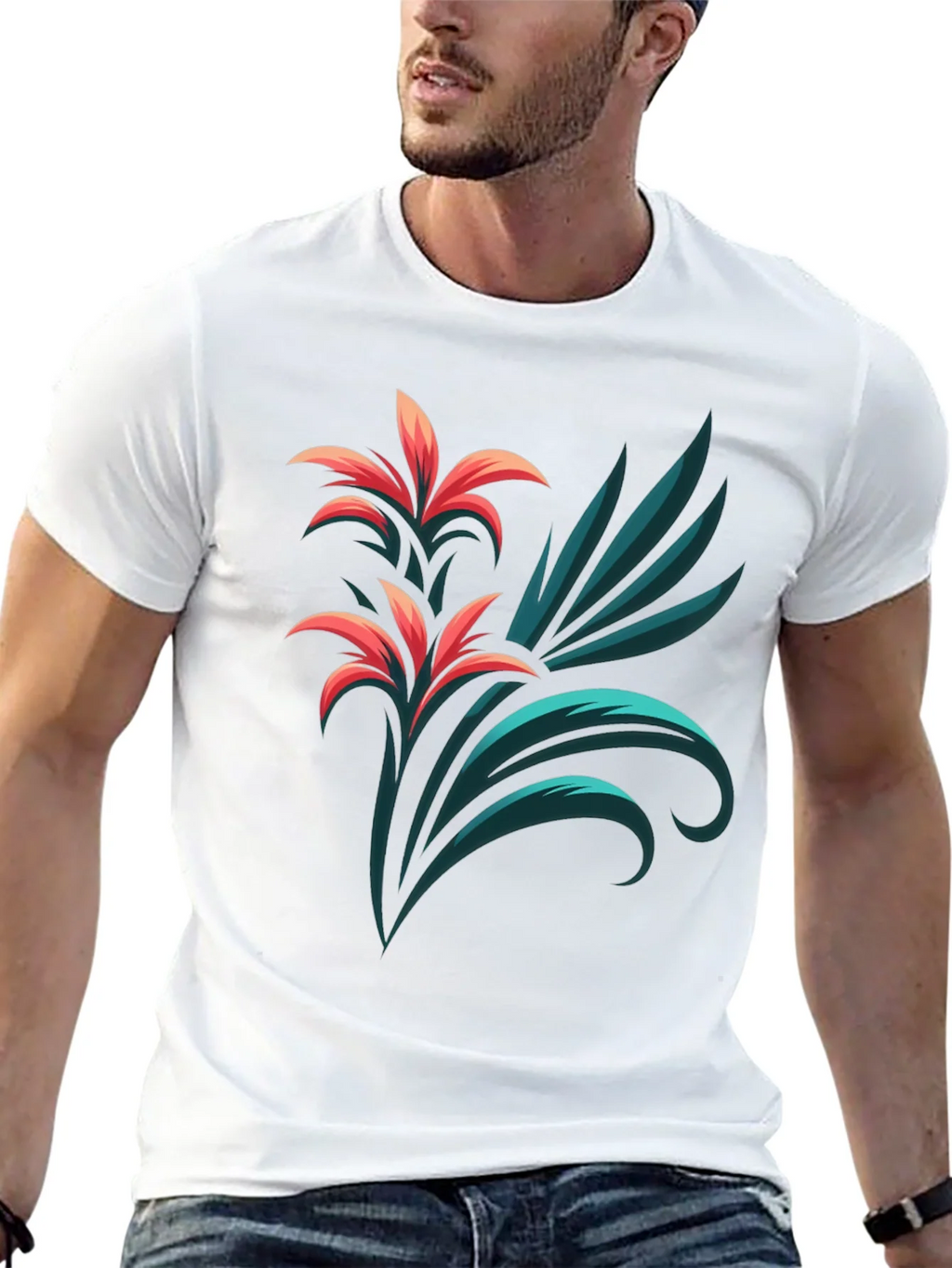 Stylish Black T-Shirt with Floral Graphic Print product image 9