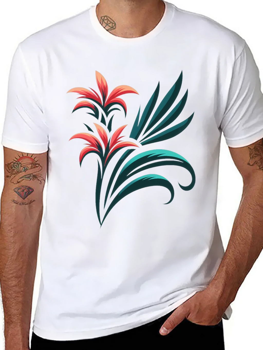 Stylish Black T-Shirt with Floral Graphic Print product image 5