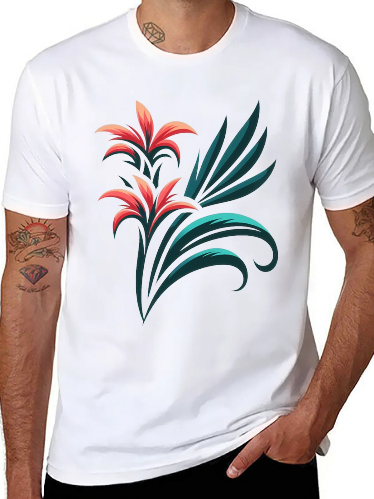 Stylish Black T-Shirt with Floral Graphic Print product image 5