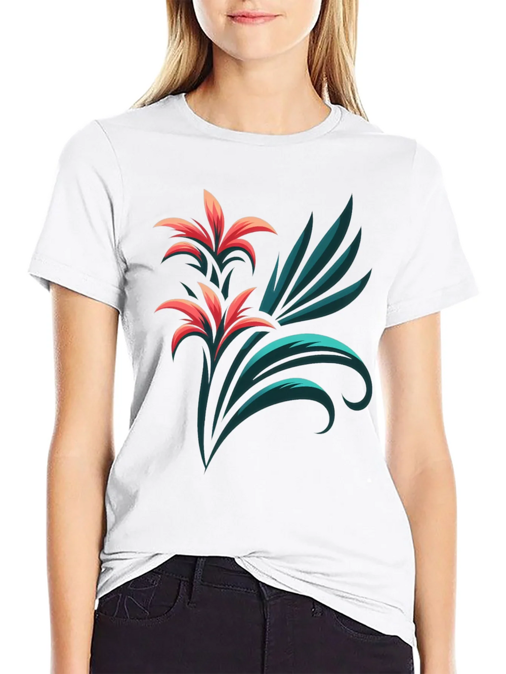 Stylish Black T-Shirt with Floral Graphic Print product image 6