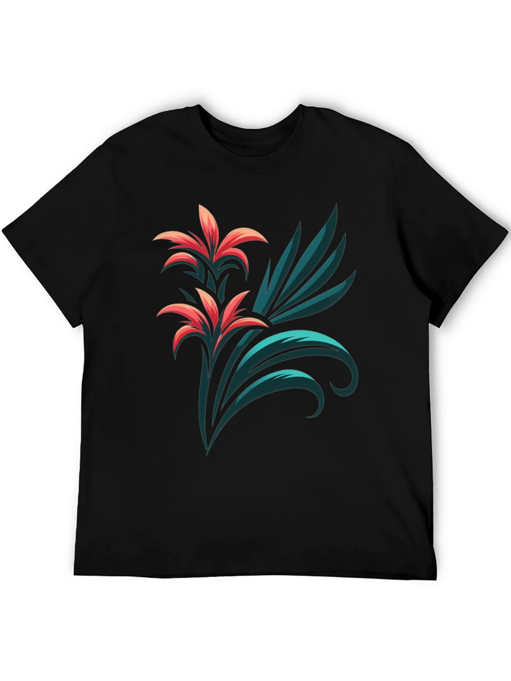 Stylish Black T-Shirt with Floral Graphic Print product image 3