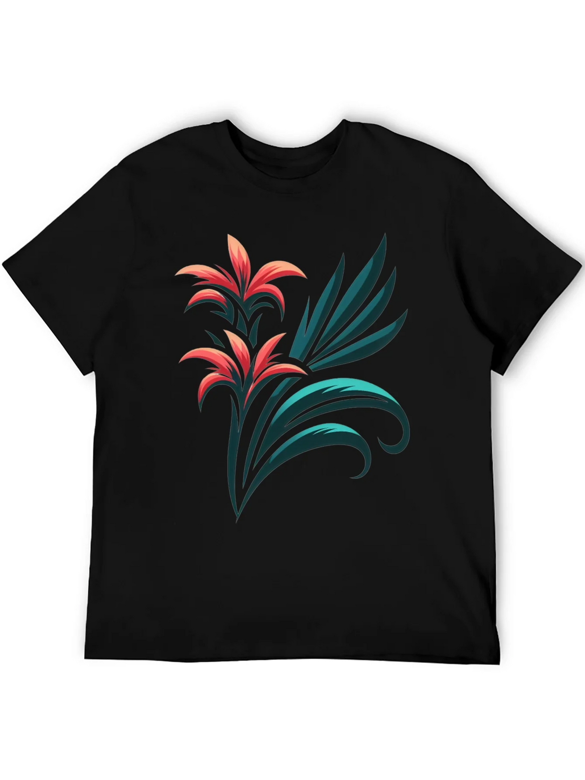 Stylish Black T-Shirt with Floral Graphic Print product image 3