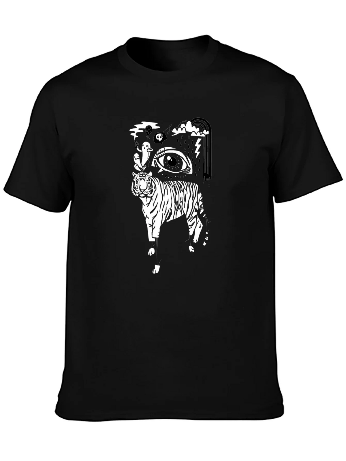 Black T-Shirt with Tiger Eye Graphic product image 3