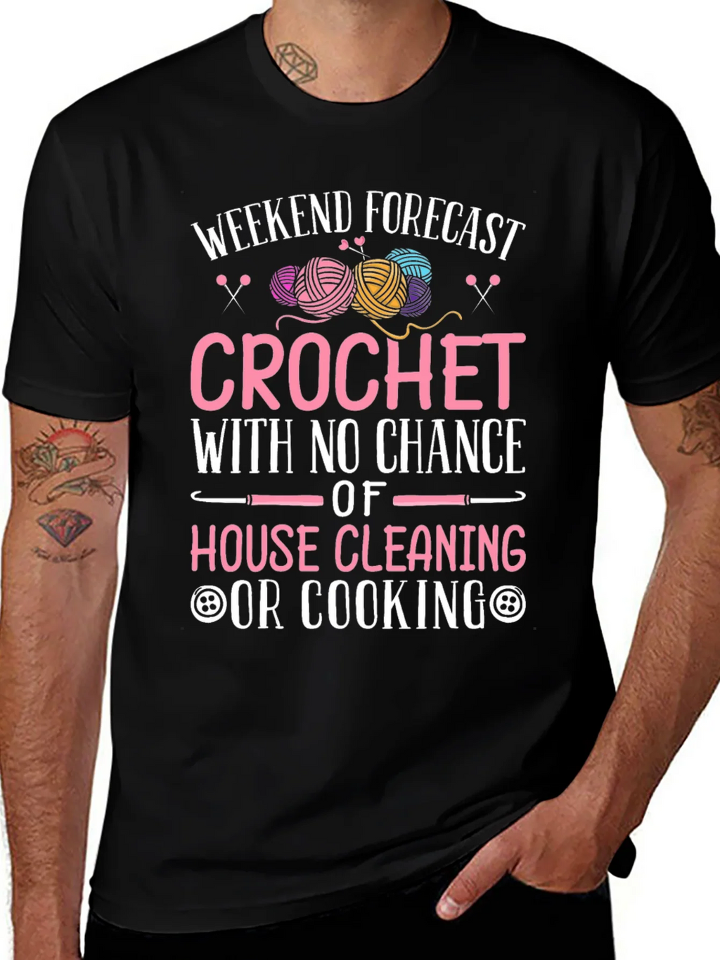 Crochet Weekend Forecast T-Shirt - No Cleaning or Cooking product image 1