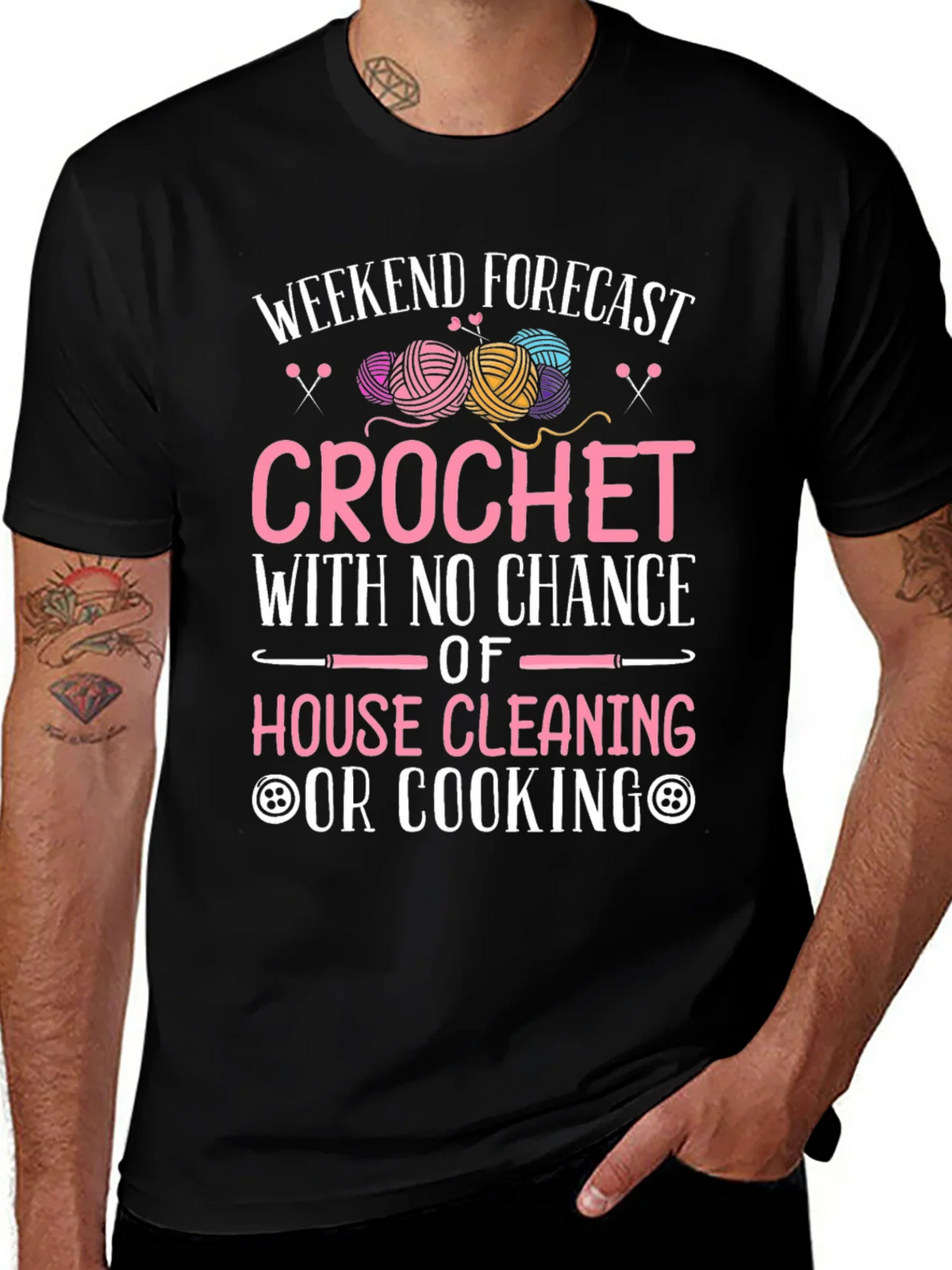 Crochet Weekend Forecast T-Shirt - No Cleaning or Cooking product image 1