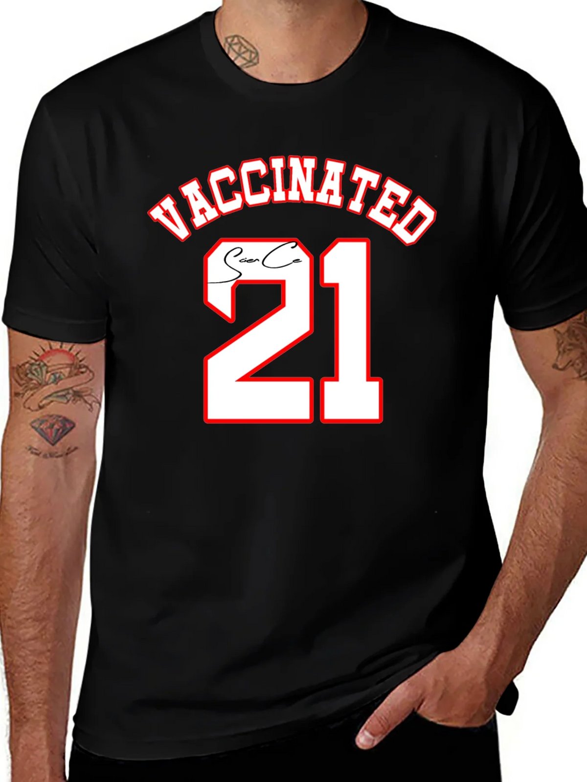 Vaccinated 21 Black T-Shirt product image 1