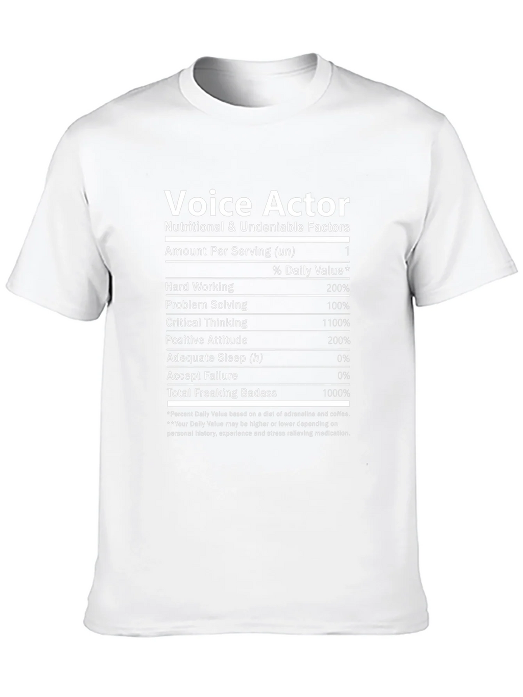 Voice Actor Nutritional Facts T-Shirt - Black product image 9