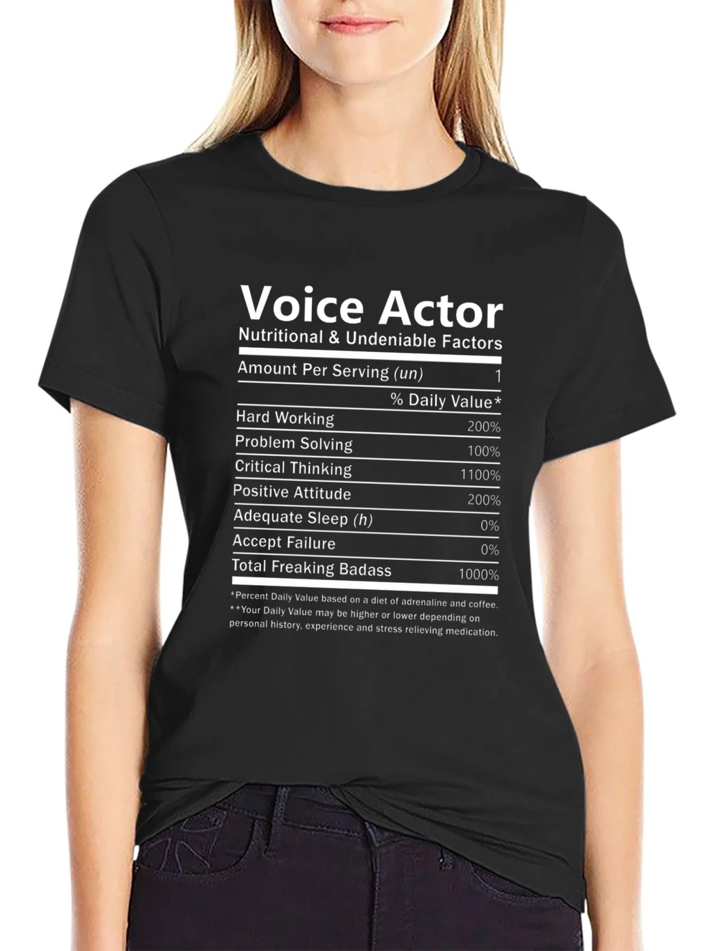Voice Actor Nutritional Facts T-Shirt - Black product image 2