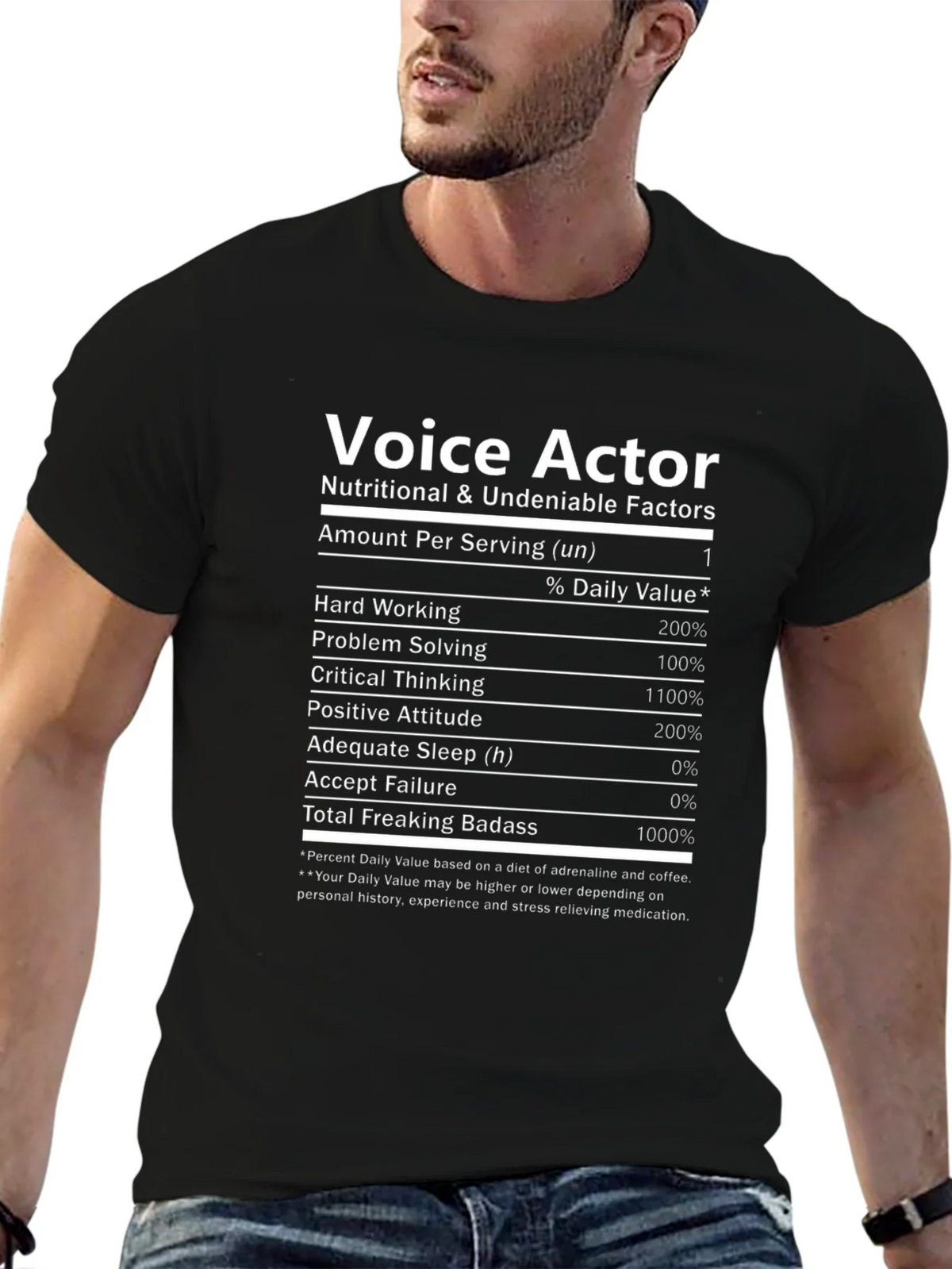 Voice Actor Nutritional Facts T-Shirt - Black product image 6