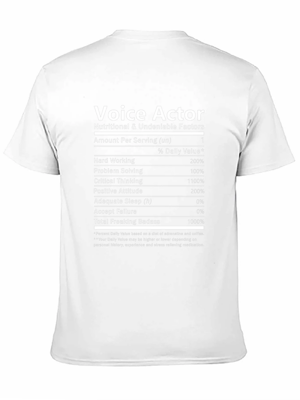Voice Actor Nutritional Facts T-Shirt - Black product image 10