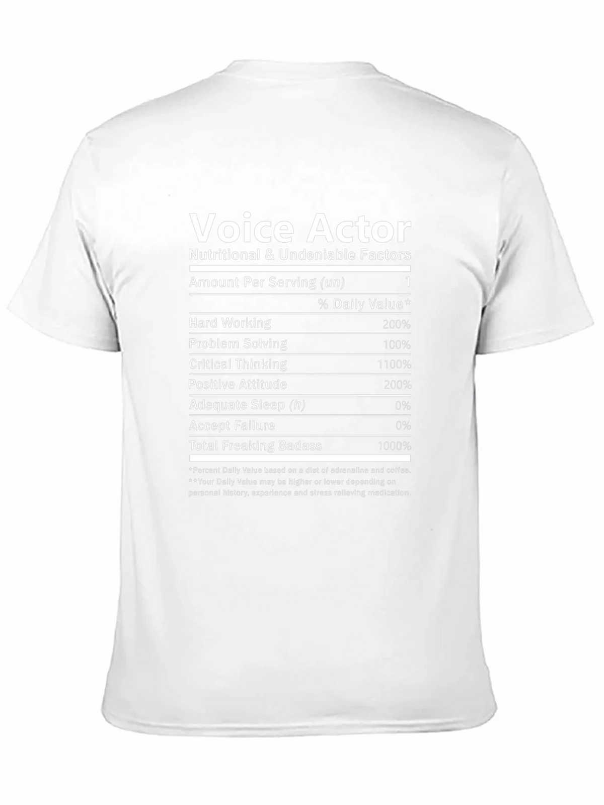 Voice Actor Nutritional Facts T-Shirt - Black product image 10