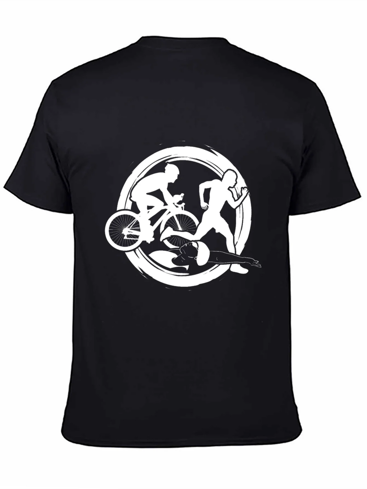 Triathlon Black T-Shirt: Swim Bike Run Design product image 4