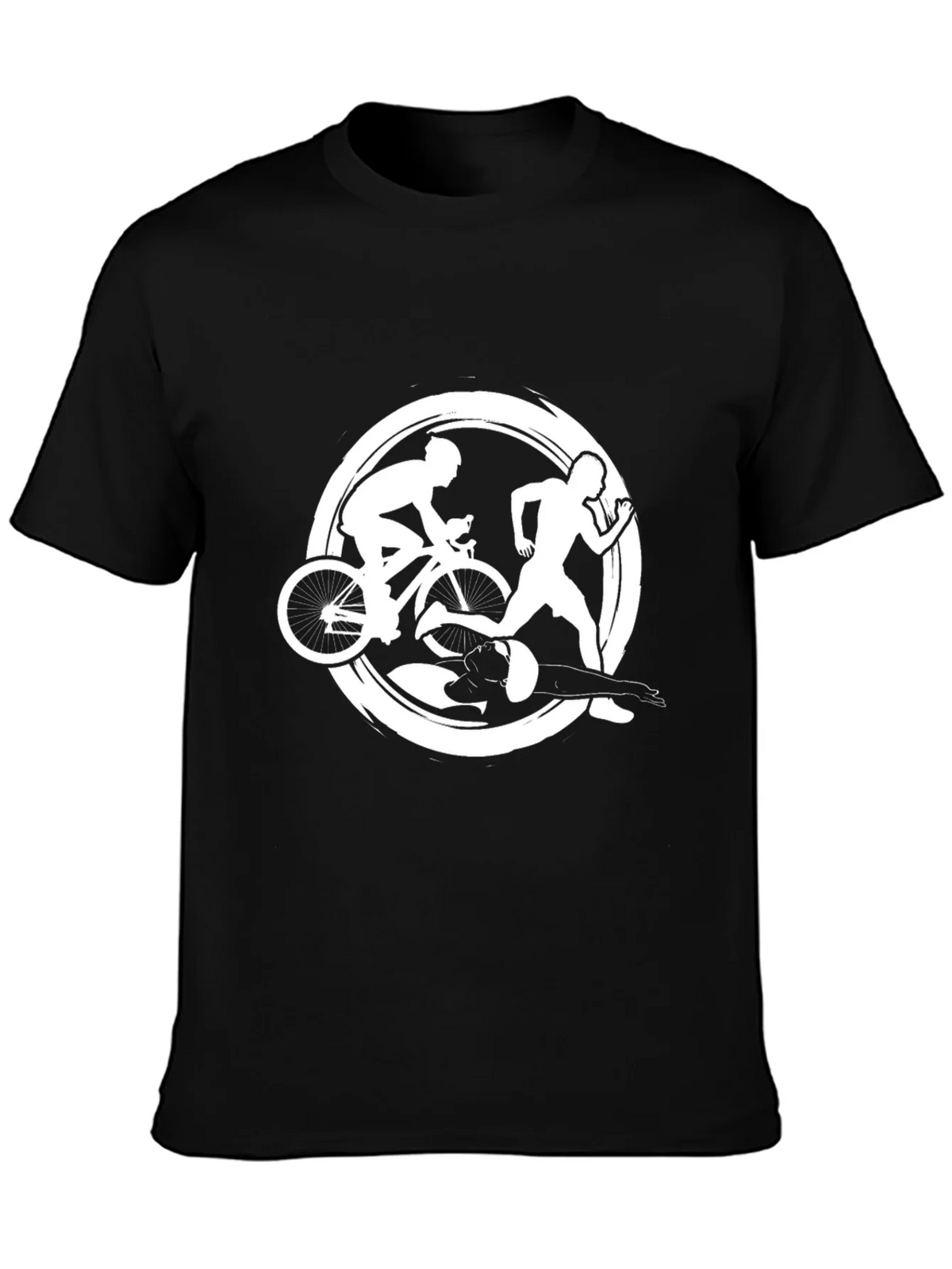 Triathlon Black T-Shirt: Swim Bike Run Design product image 3