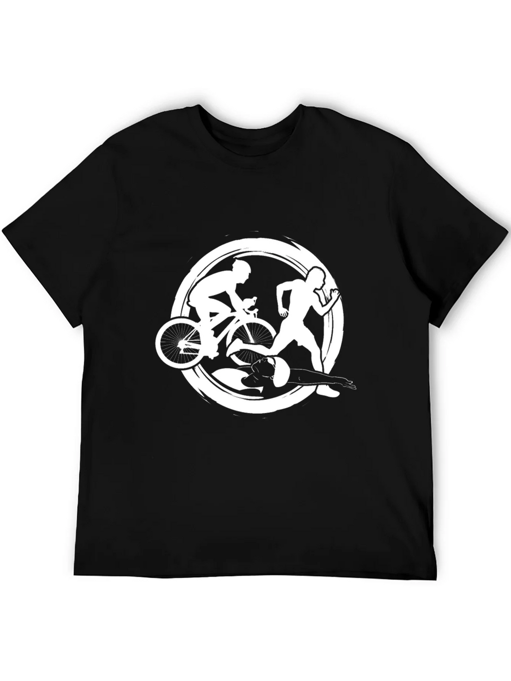 Triathlon Black T-Shirt: Swim Bike Run Design product image 5