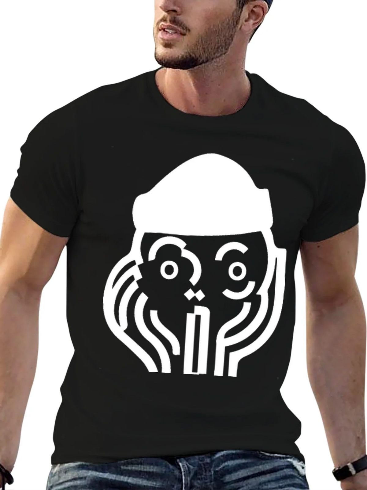 Abstract Graphic Print Tee - Black product image 5