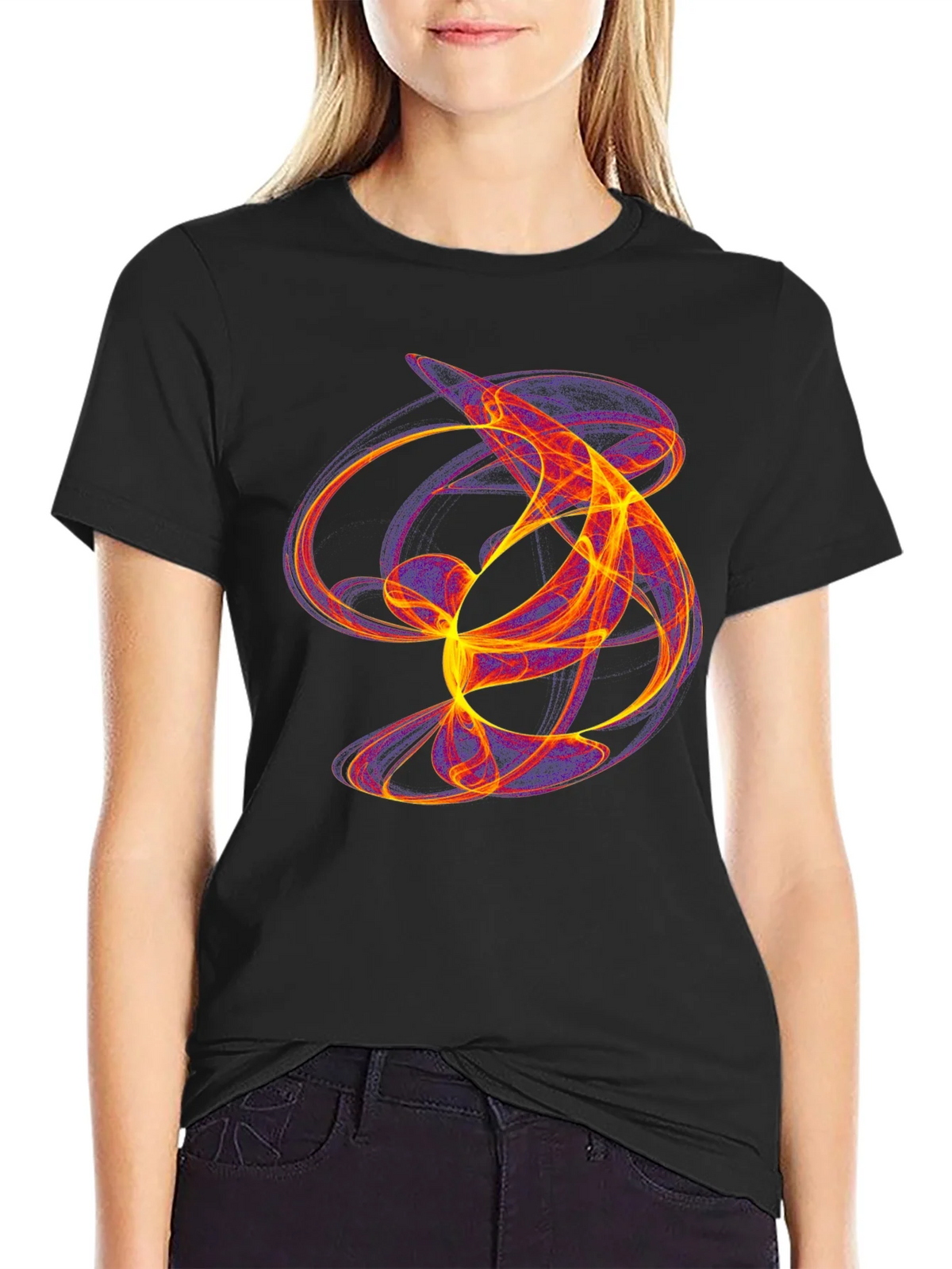 Abstract Flame Graphic Black T-Shirt product image 2