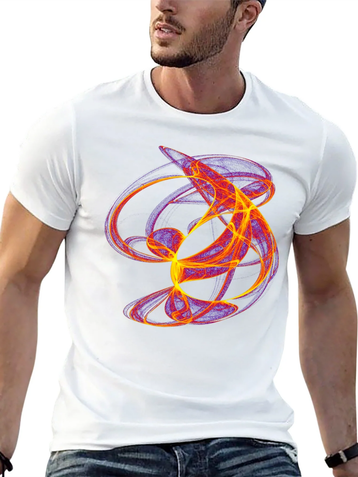 Abstract Flame Graphic Black T-Shirt product image 10