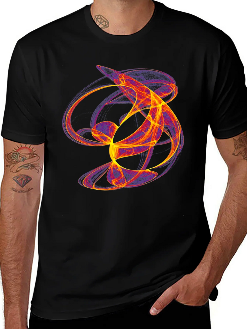 Abstract Flame Graphic Black T-Shirt product image 1