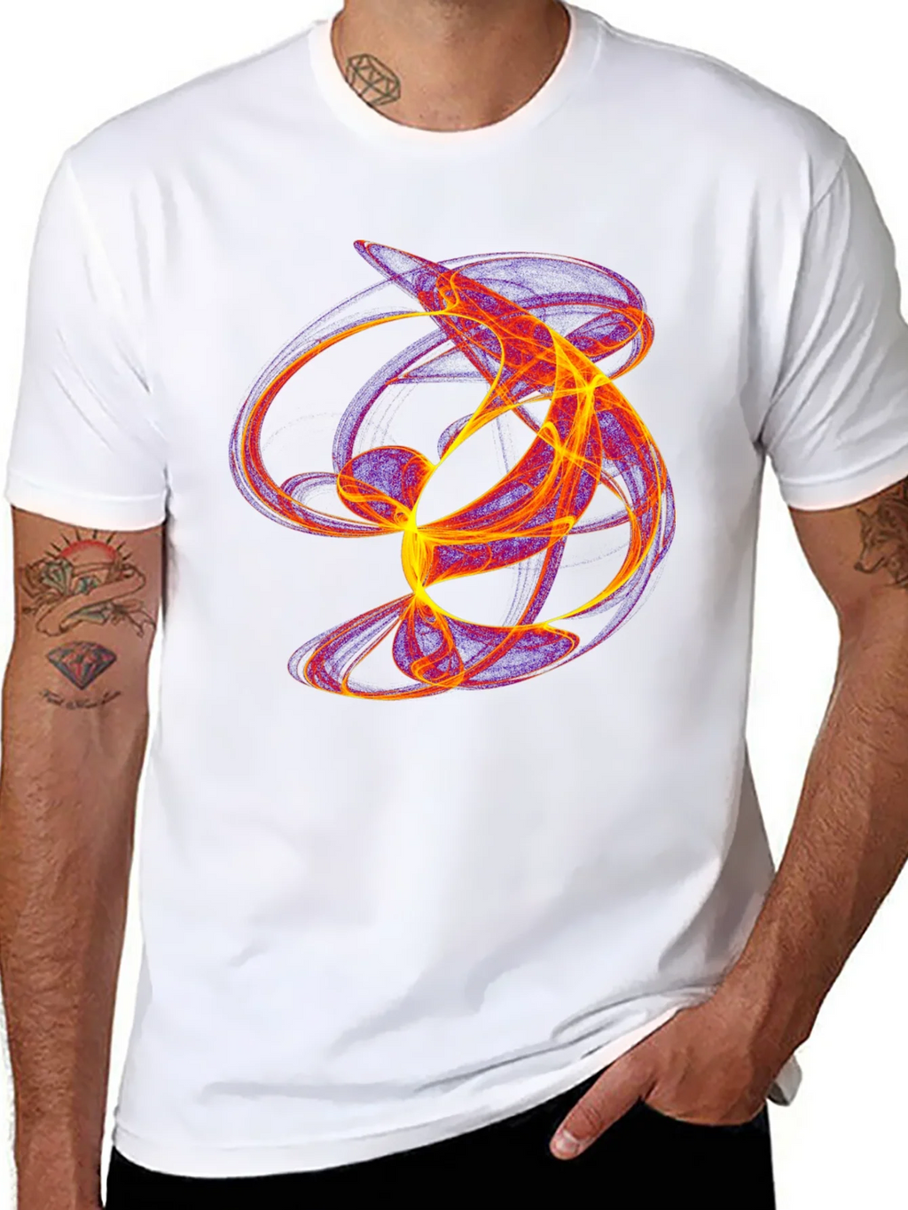 Abstract Flame Graphic Black T-Shirt product image 5