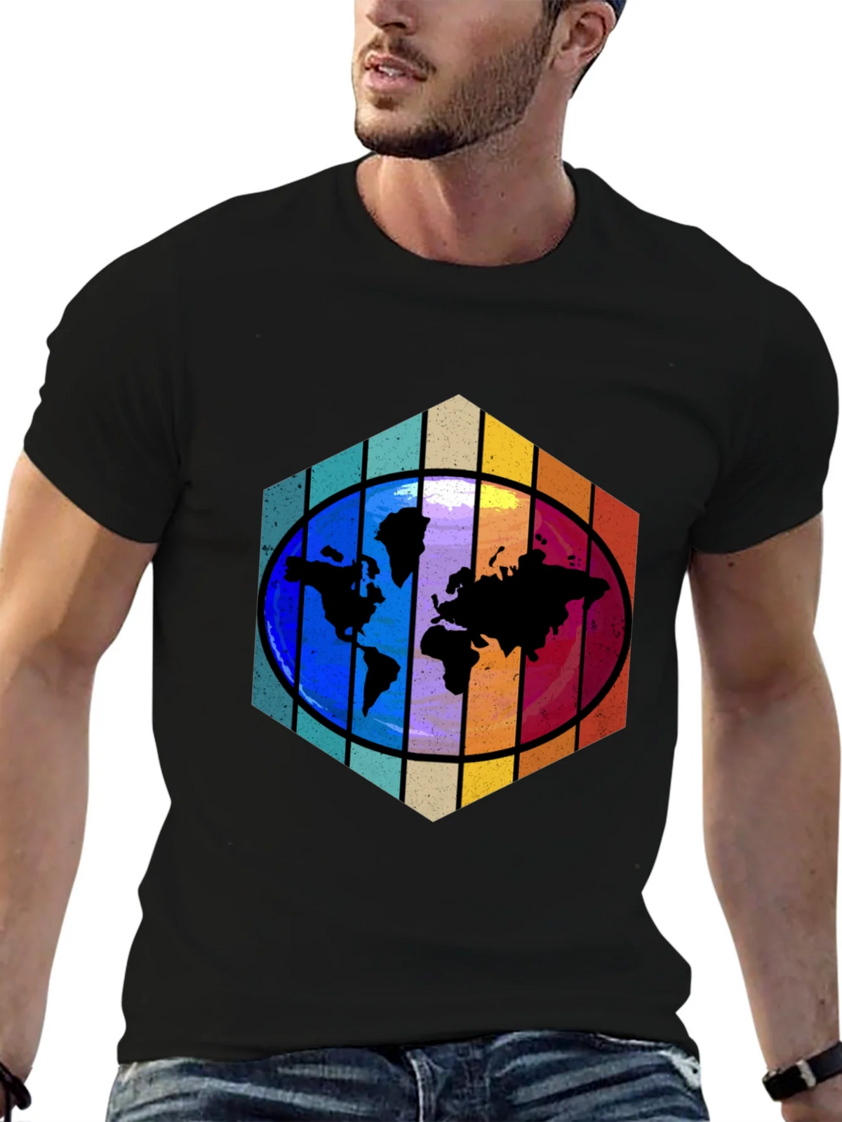 World Map Graphic Tee - Black product image 6