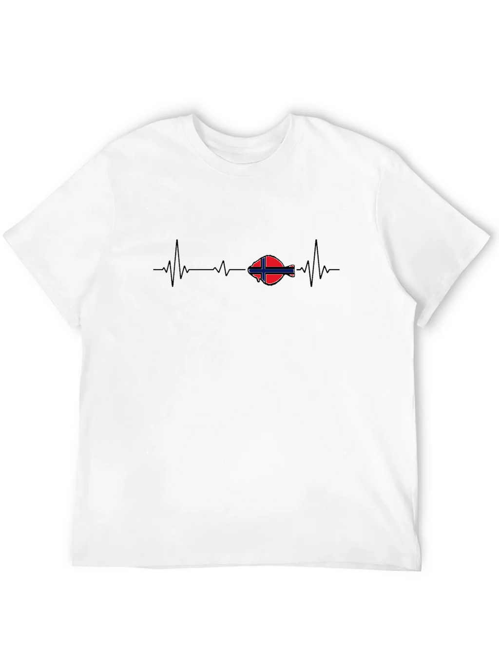 Norway Flag Heartbeat T-Shirt - Black Cotton Tee product image 11