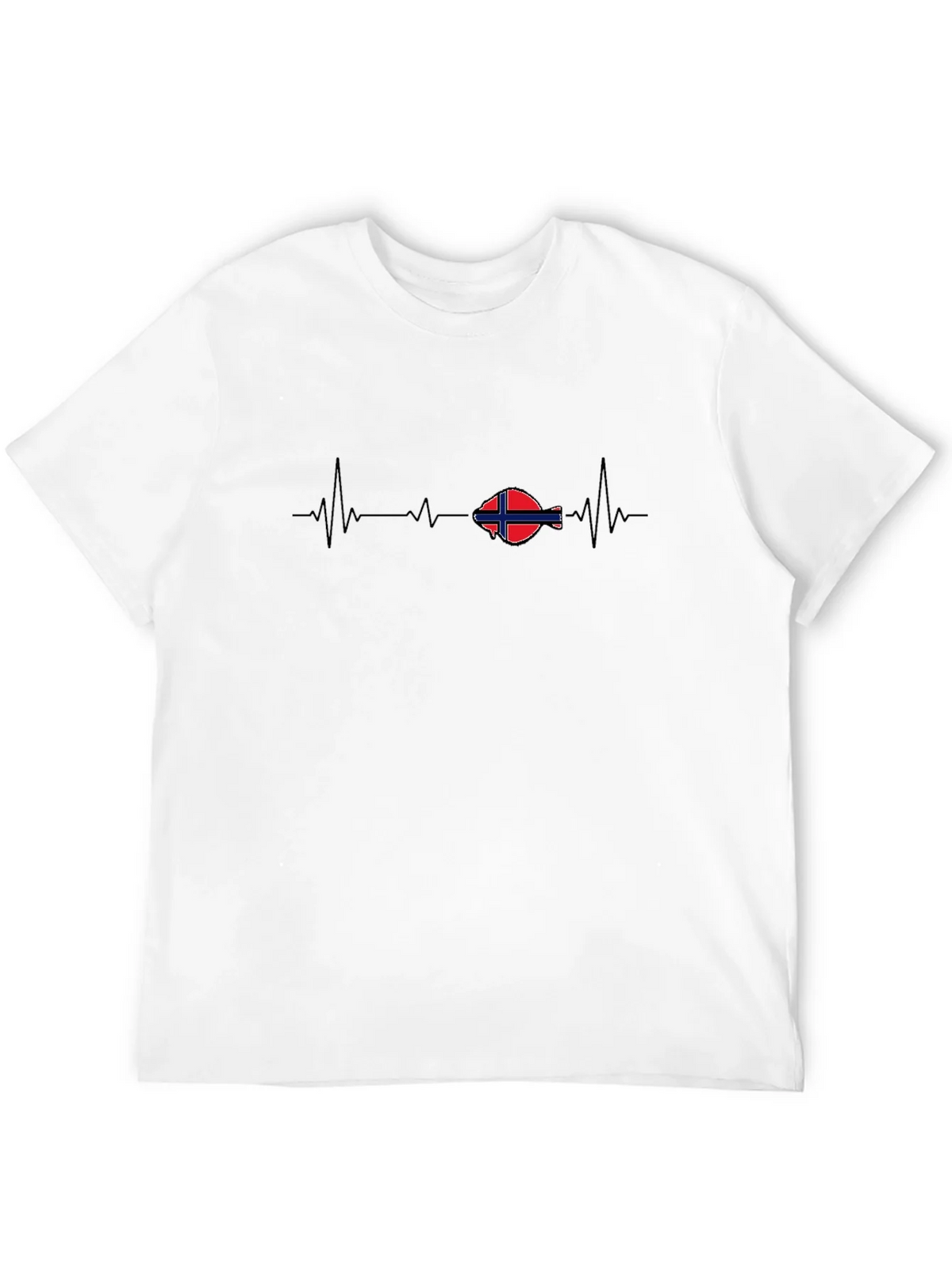 Norway Flag Heartbeat T-Shirt - Black Cotton Tee product image 11
