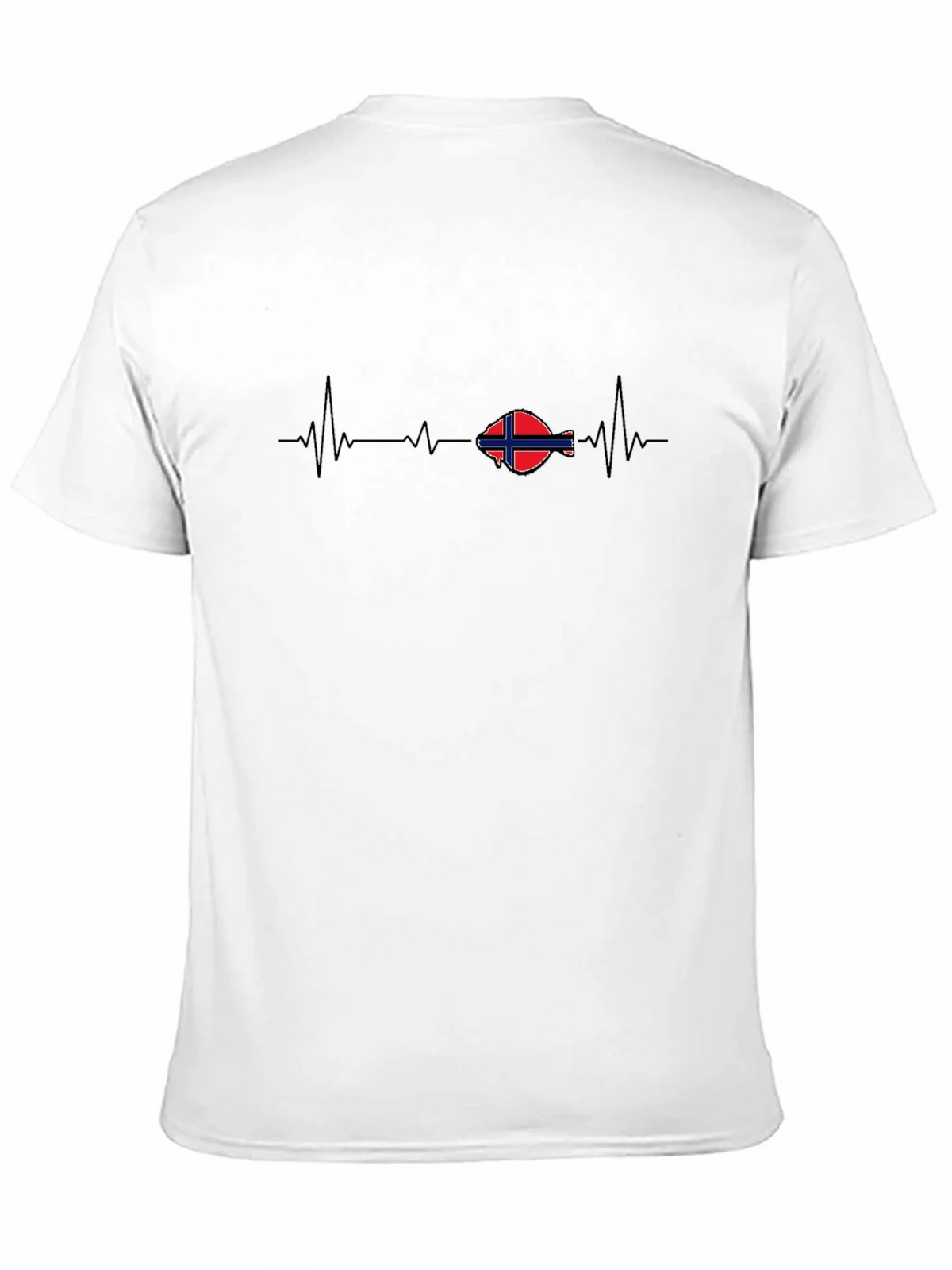 Norway Flag Heartbeat T-Shirt - Black Cotton Tee product image 10