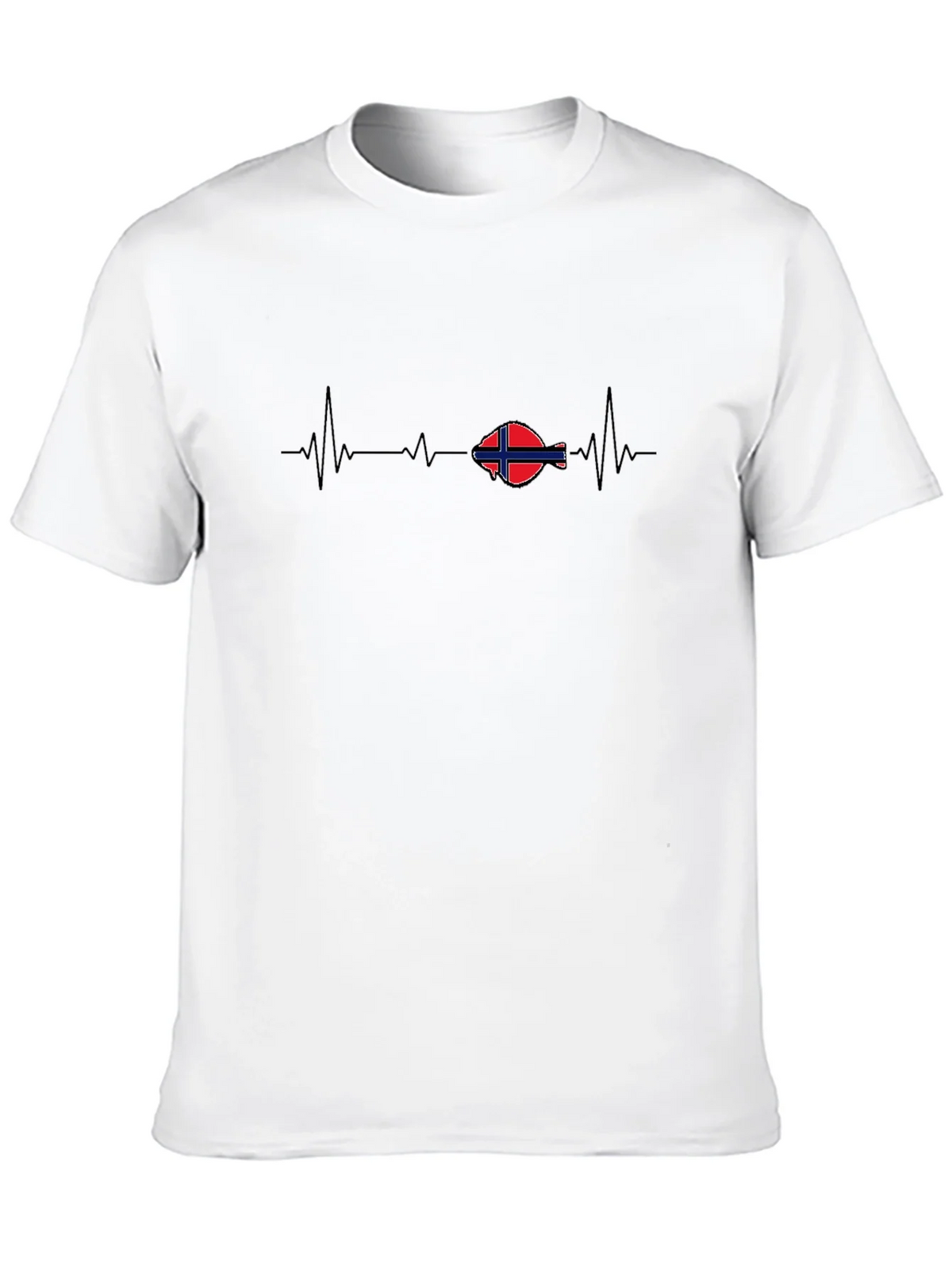 Norway Flag Heartbeat T-Shirt - Black Cotton Tee product image 9