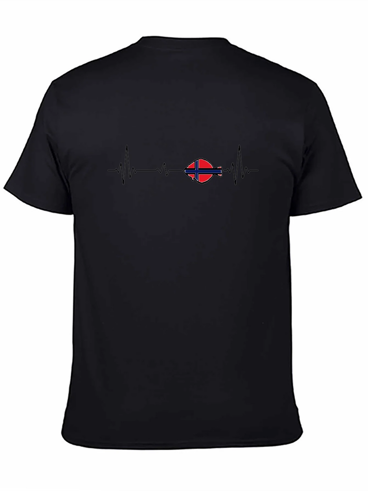 Norway Flag Heartbeat T-Shirt - Black Cotton Tee product image 4
