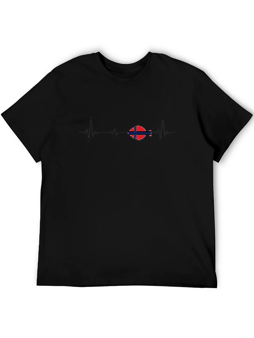 Norway Flag Heartbeat T-Shirt - Black Cotton Tee product image 5