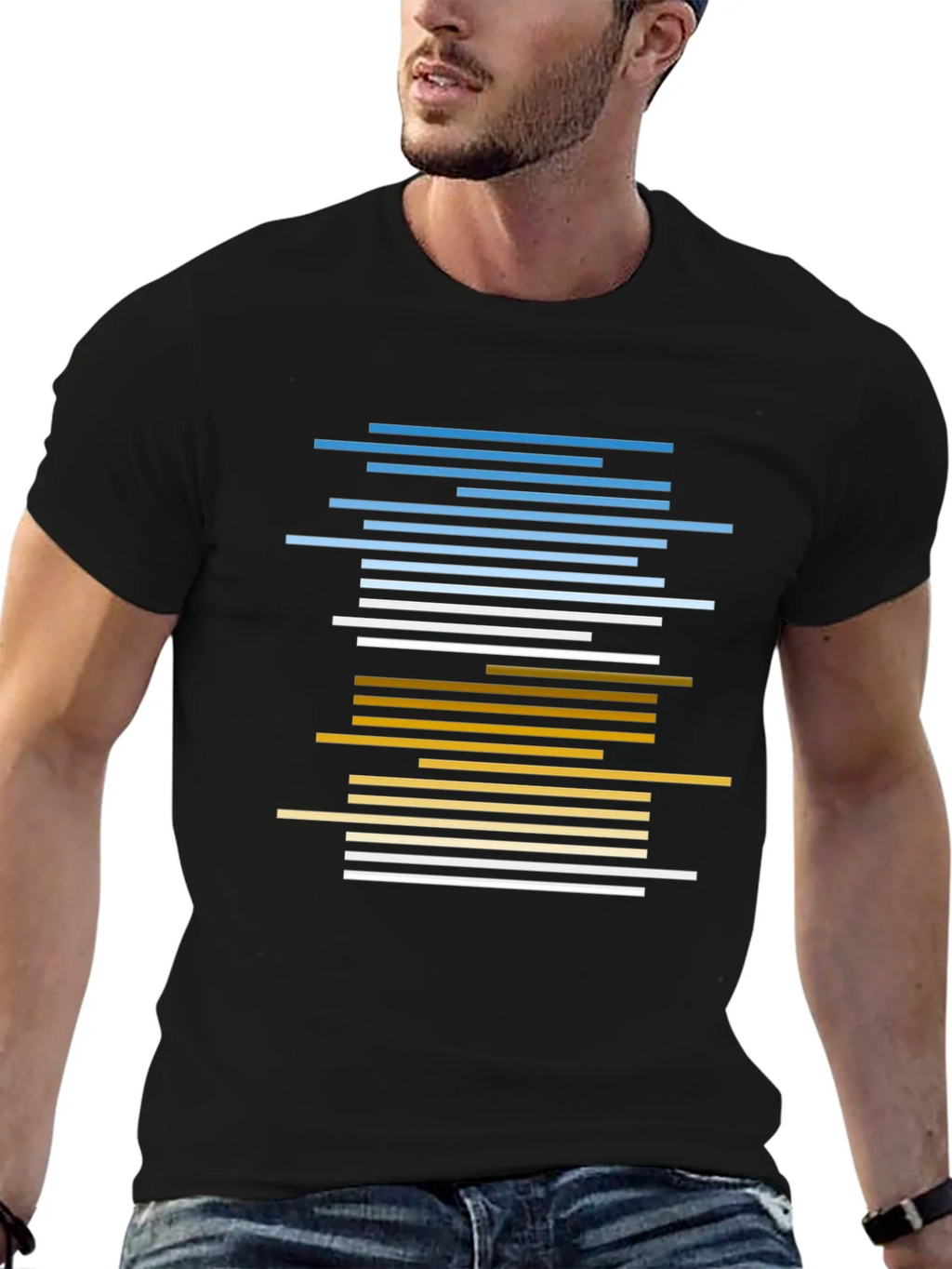 Abstract Striped Graphic Tee - Casual Black T-Shirt product image 6