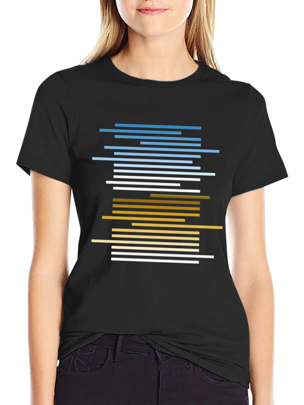 Abstract Striped Graphic Tee - Casual Black T-Shirt product image 2