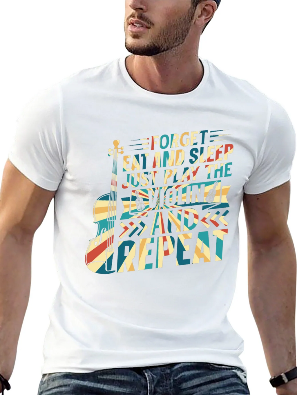 Violin Player T-Shirt Forget Eat Sleep Just Play Repeat product image 6