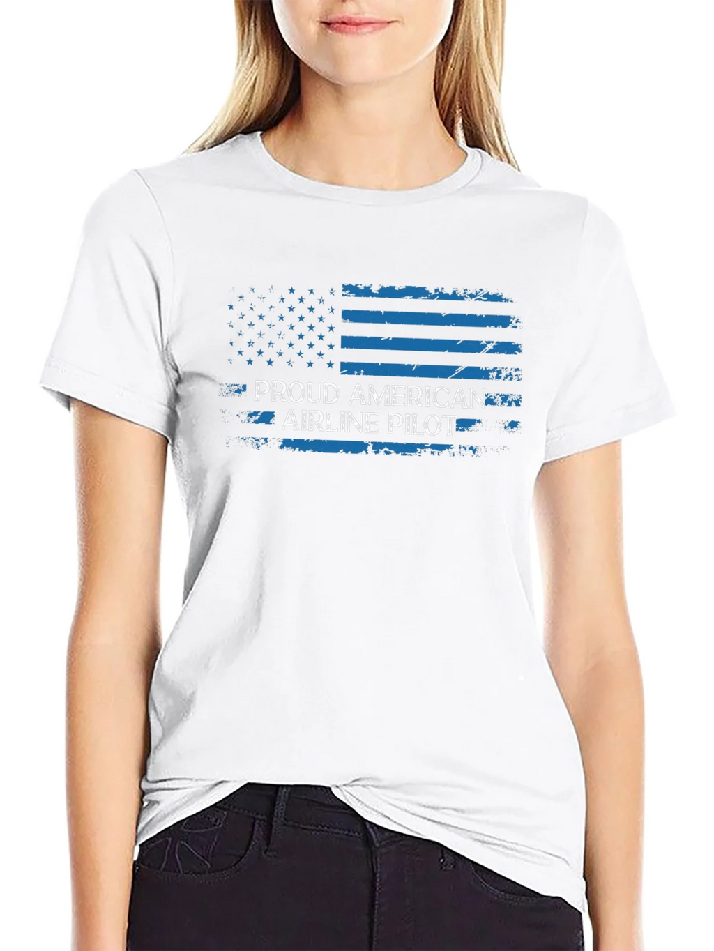 Proud American Airline Pilot Black T-Shirt product image 2