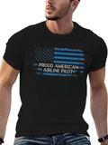Proud American Airline Pilot Black T-Shirt product image 1