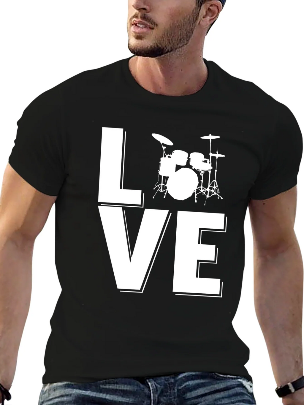 Love Drums Graphic Tee - Black Cotton Blend product image 4