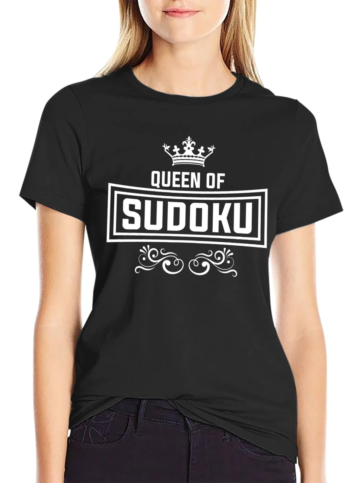 Queen of Sudoku T-Shirt - Black Graphic Tee product image 2
