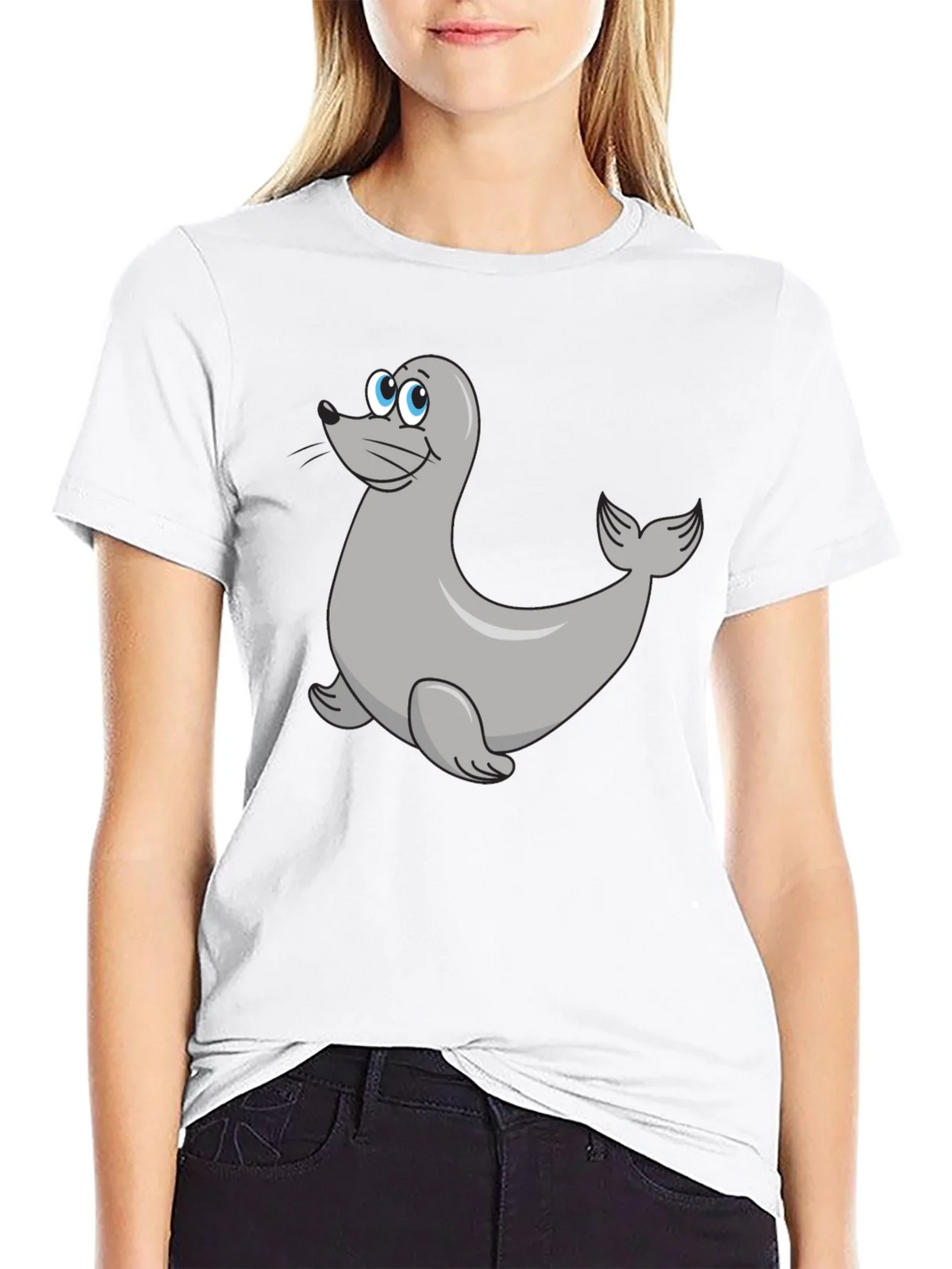 Seal Cartoon Black T-Shirt product image 8