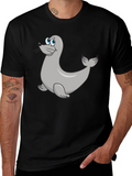 Seal Cartoon Black T-Shirt product image 1