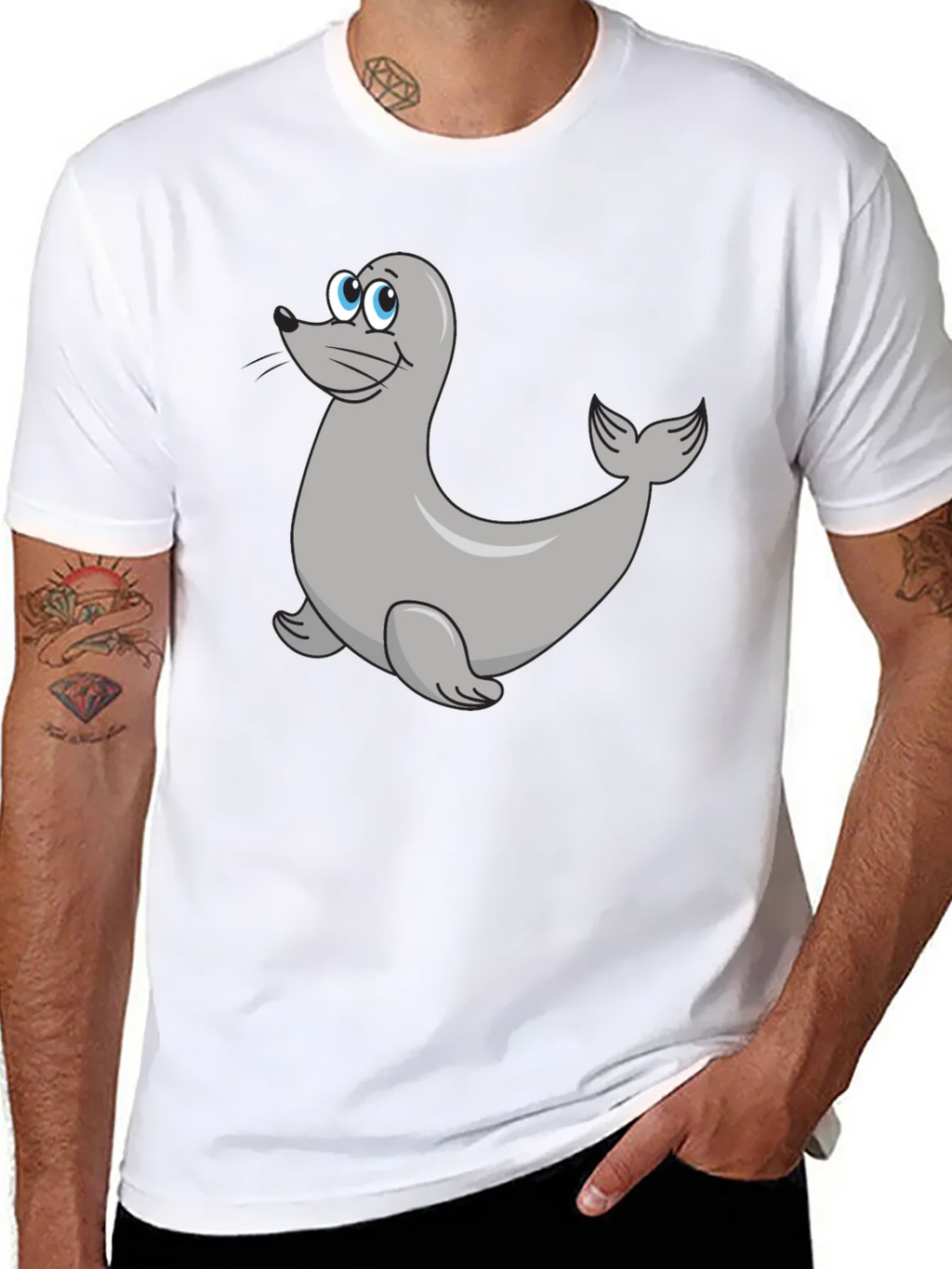 Seal Cartoon Black T-Shirt product image 7