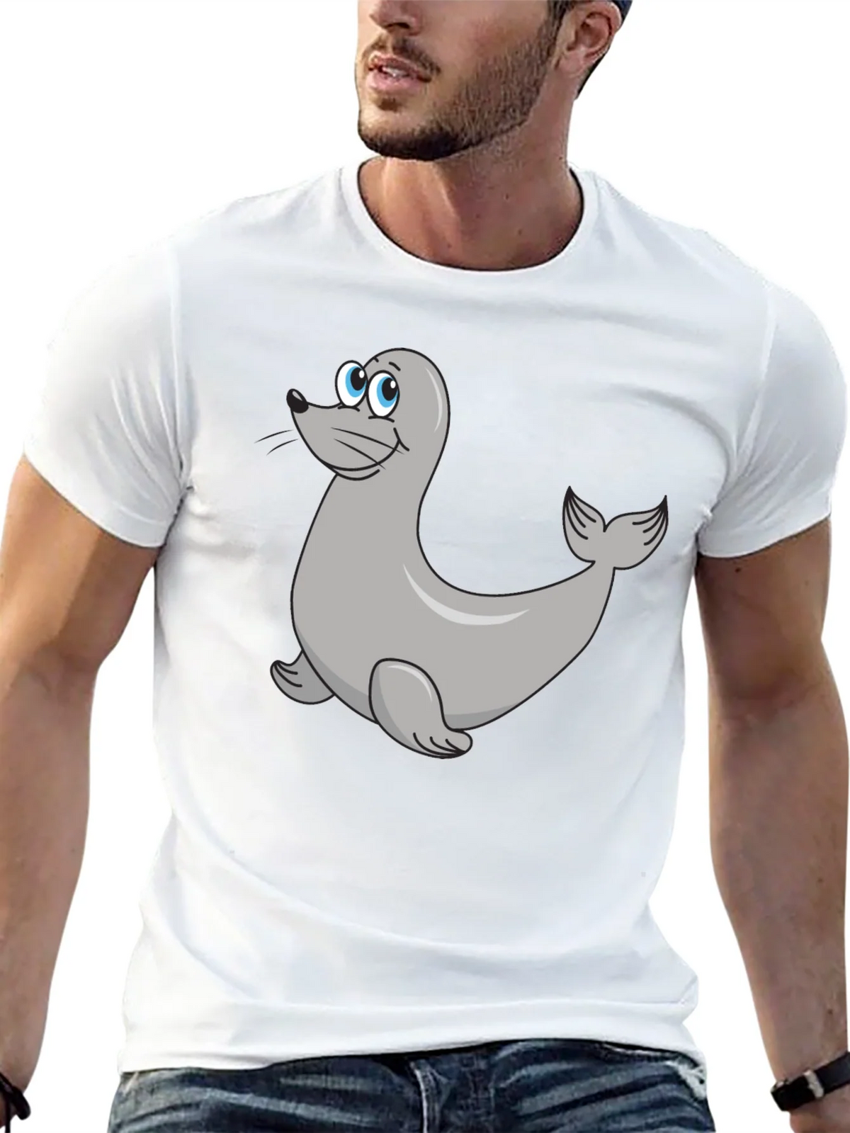 Seal Cartoon Black T-Shirt product image 12