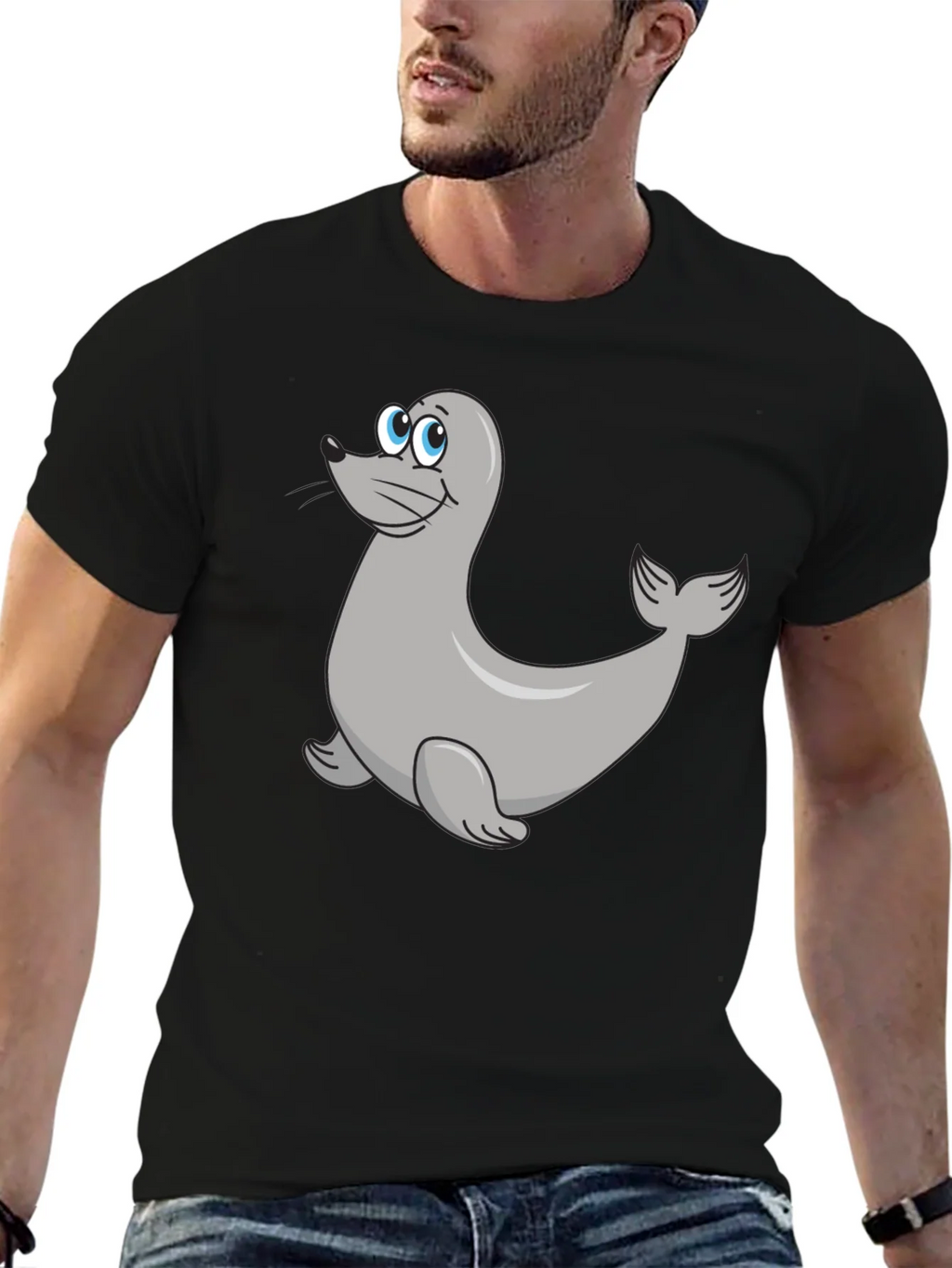 Seal Cartoon Black T-Shirt product image 6