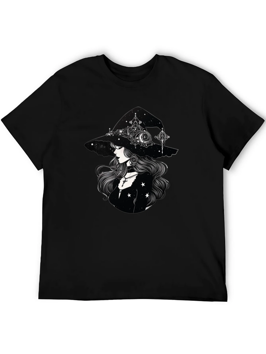 Celestial Witch Graphic Tee - Black Cotton Shirt product image 5