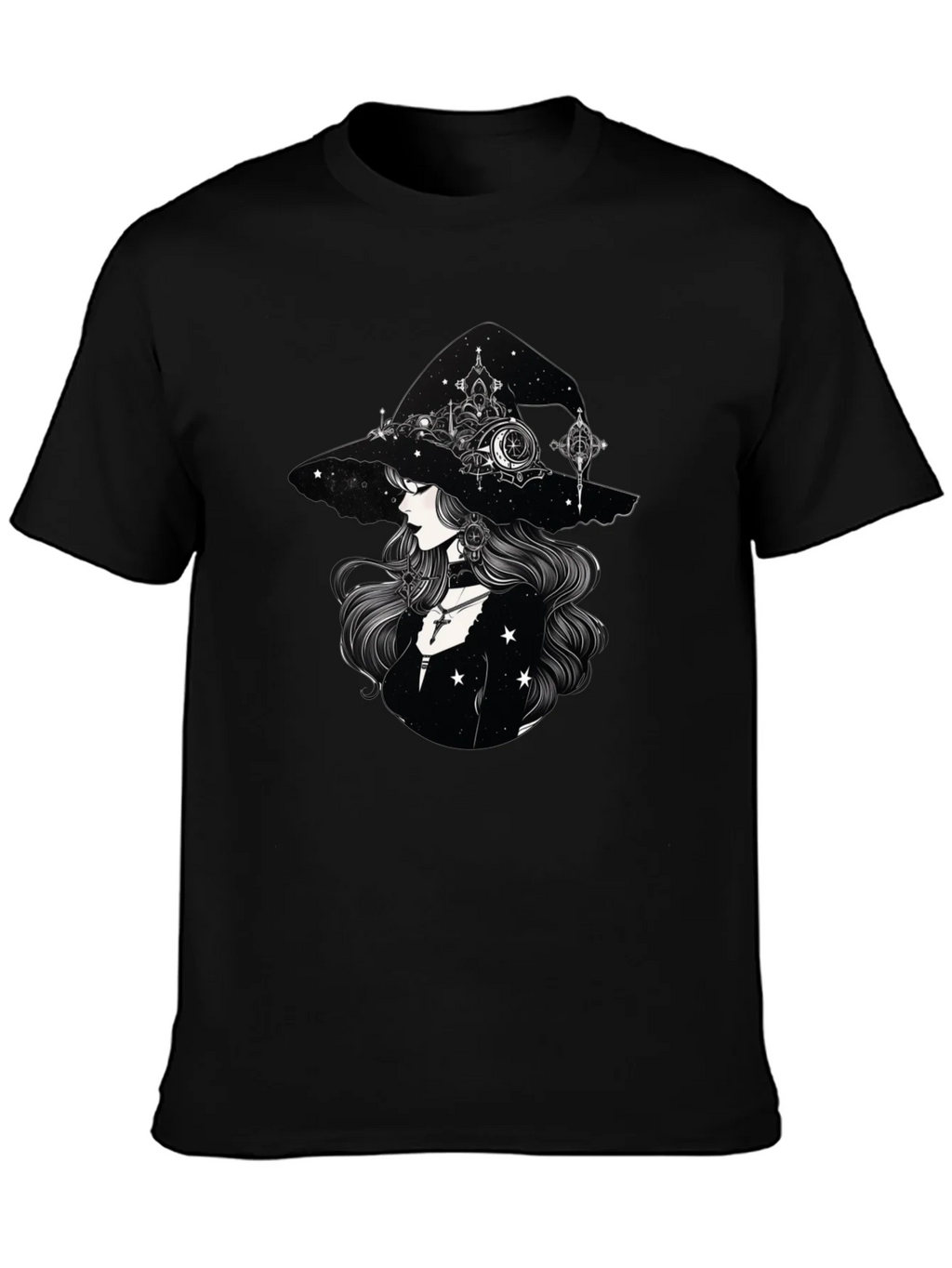 Celestial Witch Graphic Tee - Black Cotton Shirt product image 3