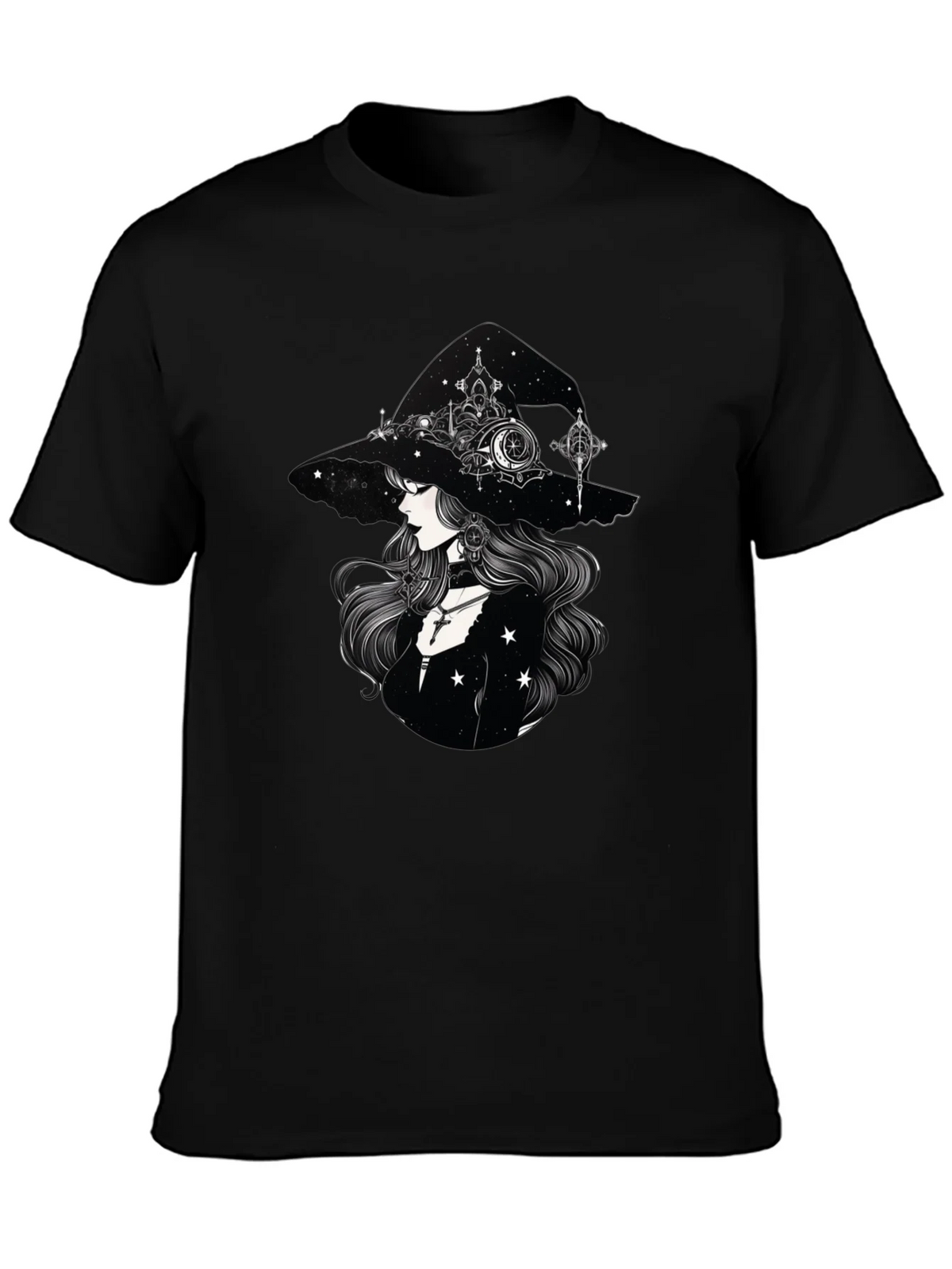 Celestial Witch Graphic Tee - Black Cotton Shirt product image 3