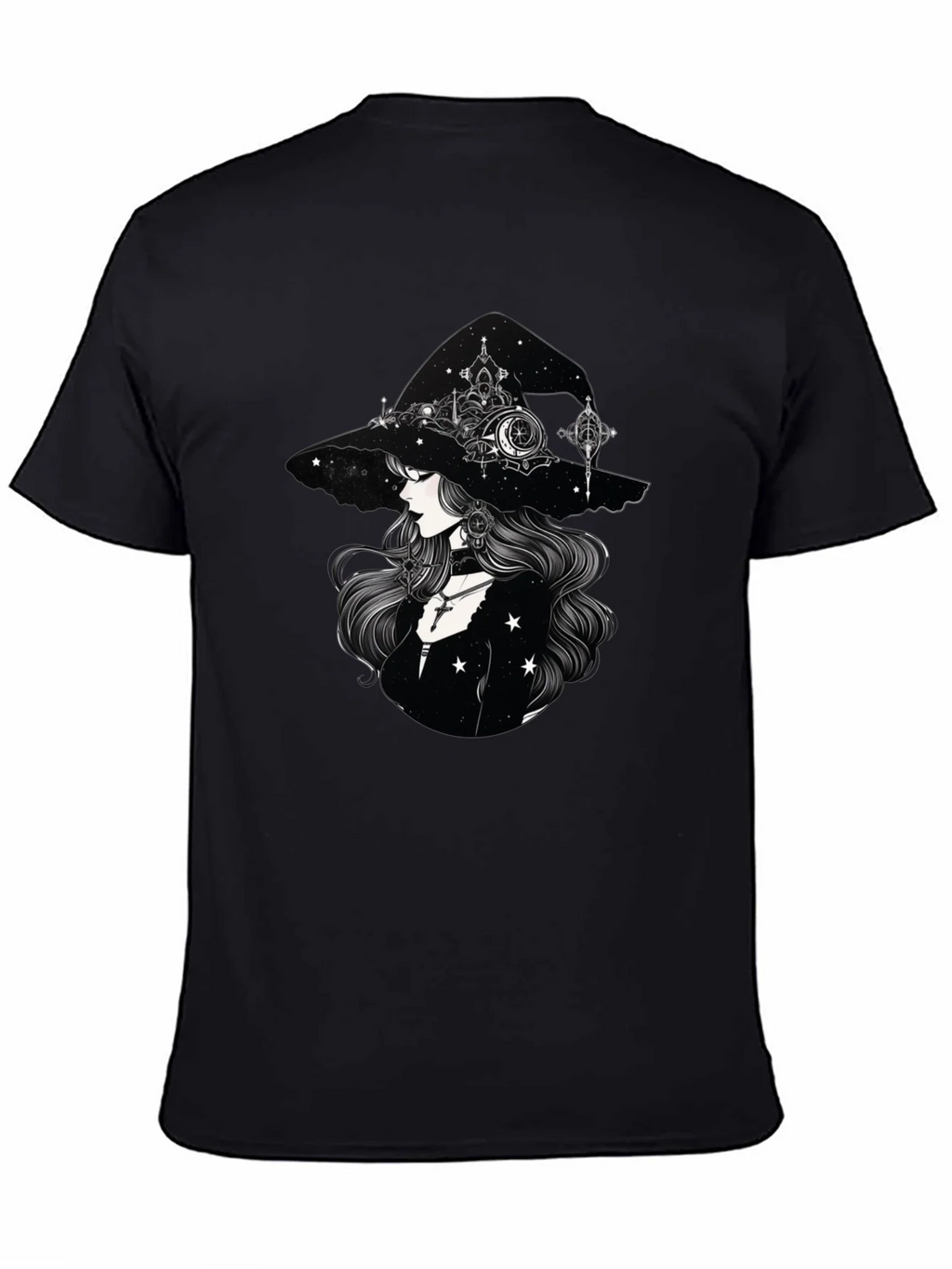 Celestial Witch Graphic Tee - Black Cotton Shirt product image 4